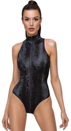 Cottelli Collection - Body in Schlangenhaut-Optik mit Reißverschluss