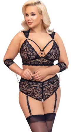 Cottelli Collection - Bondage Dessous-Set mit Armfesseln