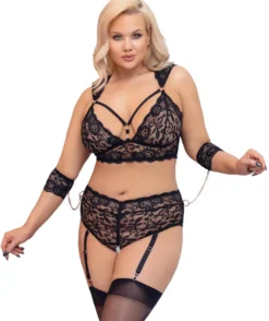 Cottelli Collection - Bondage Dessous-Set mit Armfesseln