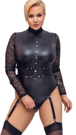 Cottelli Collection - Bondage Body mit Spitzenärmeln