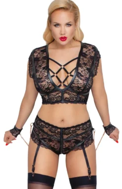 Cottelli Collection - Bondage Dessous-Set mit Spitze