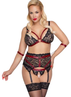 Cottelli Collection - Bondage Dessous-Set mit Strapsgurt