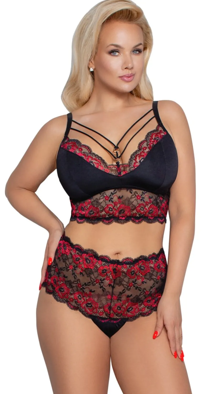 Cottelli Collection - Dessous Set schwarz-rot
