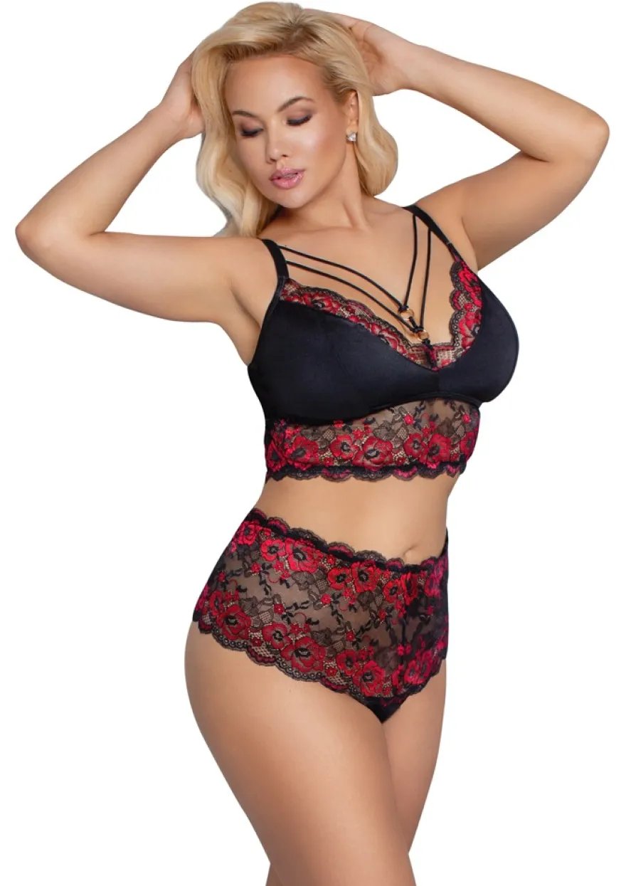 Cottelli Collection - Dessous Set schwarz-rot