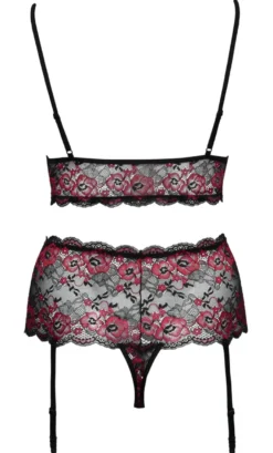 Cottelli Collection - Dessous Set aus Blütenspitze schwarz-rot
