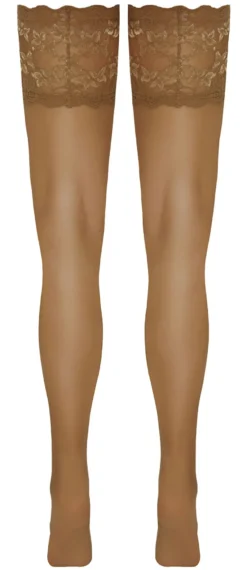 Cottelli Collection - Halterlose Strümpfe Nude mit breiter Spitze