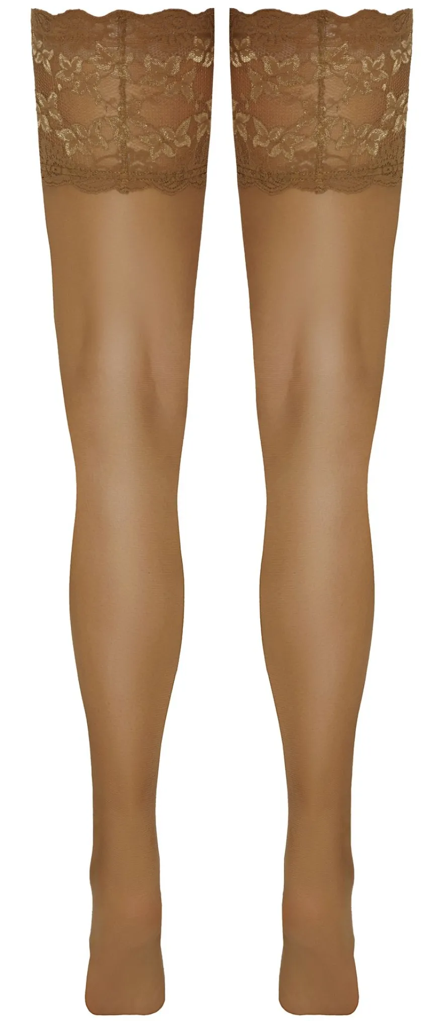 Cottelli Collection - Halterlose Strümpfe Nude mit breiter Spitze