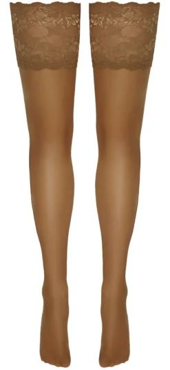 Cottelli Collection - Halterlose Strümpfe Nude mit breiter Spitze