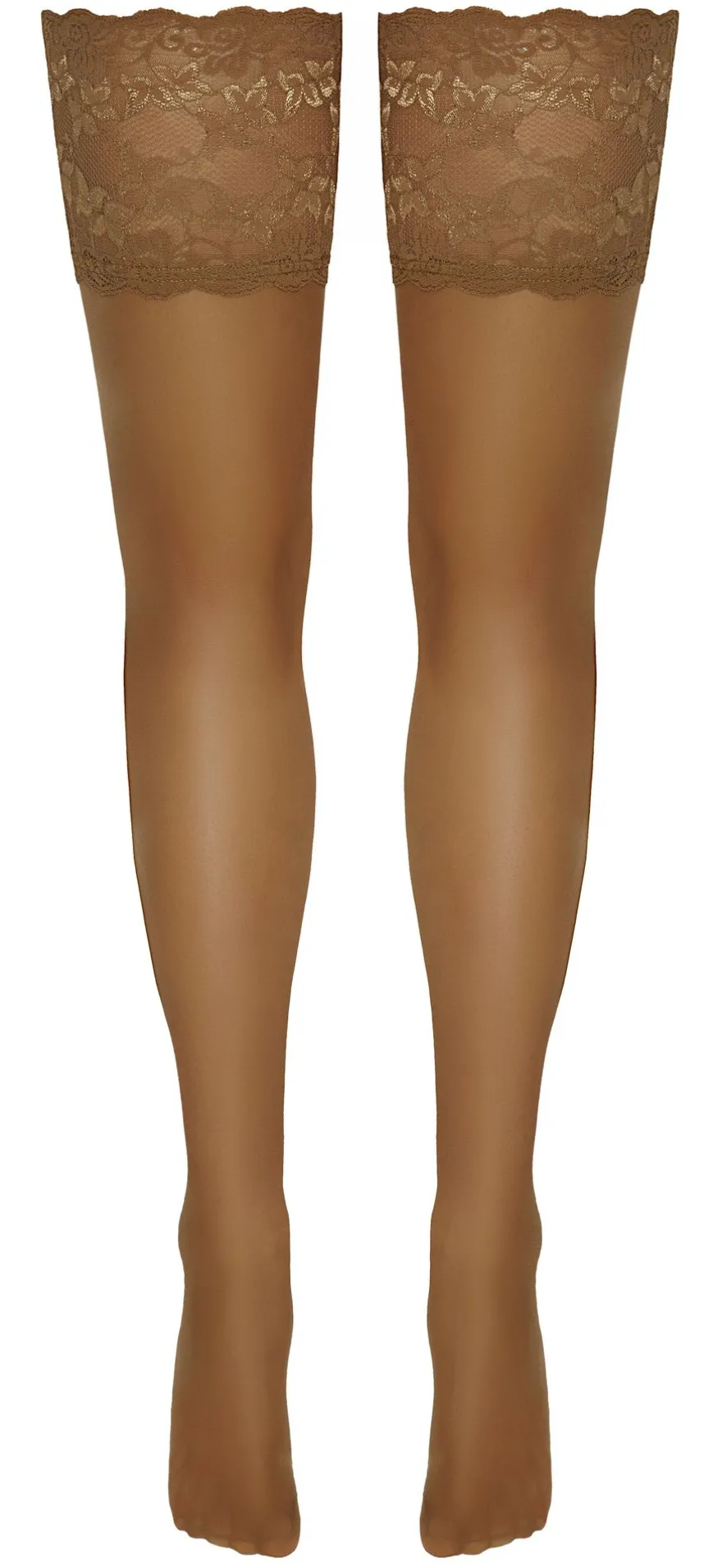 Cottelli Collection - Halterlose Strümpfe Nude mit breiter Spitze