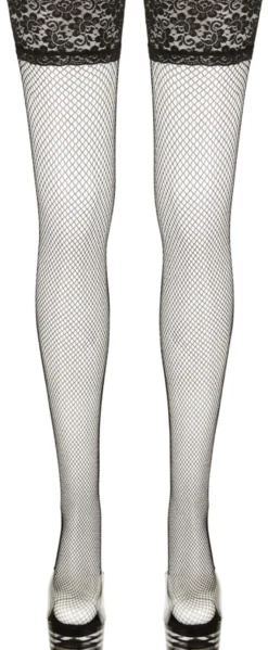 Cottelli Collection - Halterlose Netzstrümpfe schwarz