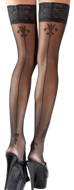 Cottelli Collection - Halterlose Nahtstrümpfe schwarz