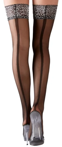 Cottelli Collection - Halterlose Strümpfe mit Naht schwarz