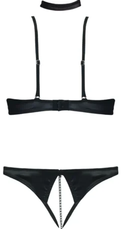 Cottelli Collection - Hebe Set mit String ouvert und Kette schwarz