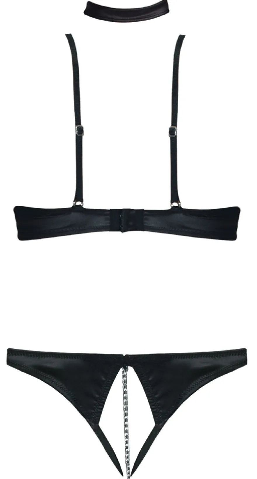 Cottelli Collection - Hebe Set mit String ouvert und Kette schwarz
