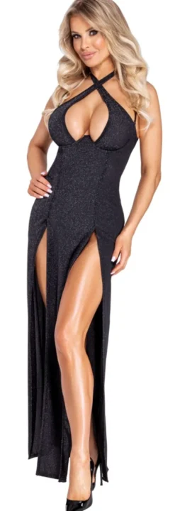 Cottelli Collection - Langes Kleid aus Glitzerstoff