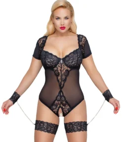 Cottelli Collection - Ouvert Body mit Spitzenfesseln