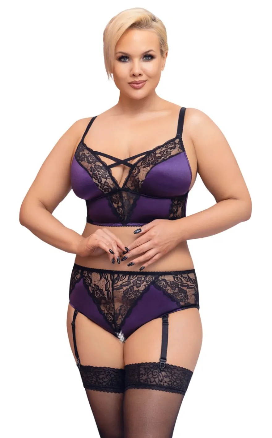 Cottelli Collection - Plus Size Dessous-Set mit Ouvert-Slip