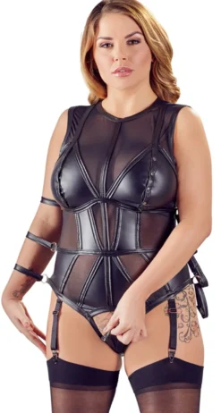 Cottelli Collection - Plus Size Bondage Body mit Armfesseln