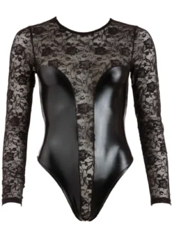 Cottelli Collection - Spitzen-Body mit Wetlook-Details