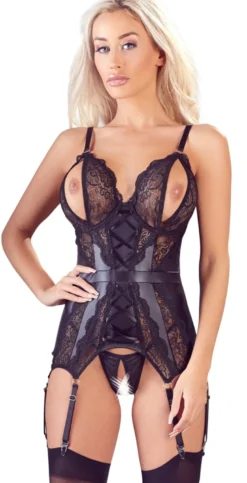 Cottelli Collection - Strapshemd offen schwarz