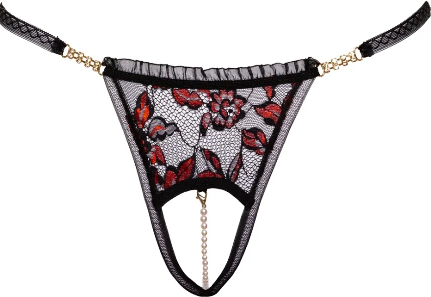 Cottelli Lingerie - Ouvert-String mit Perlenkette