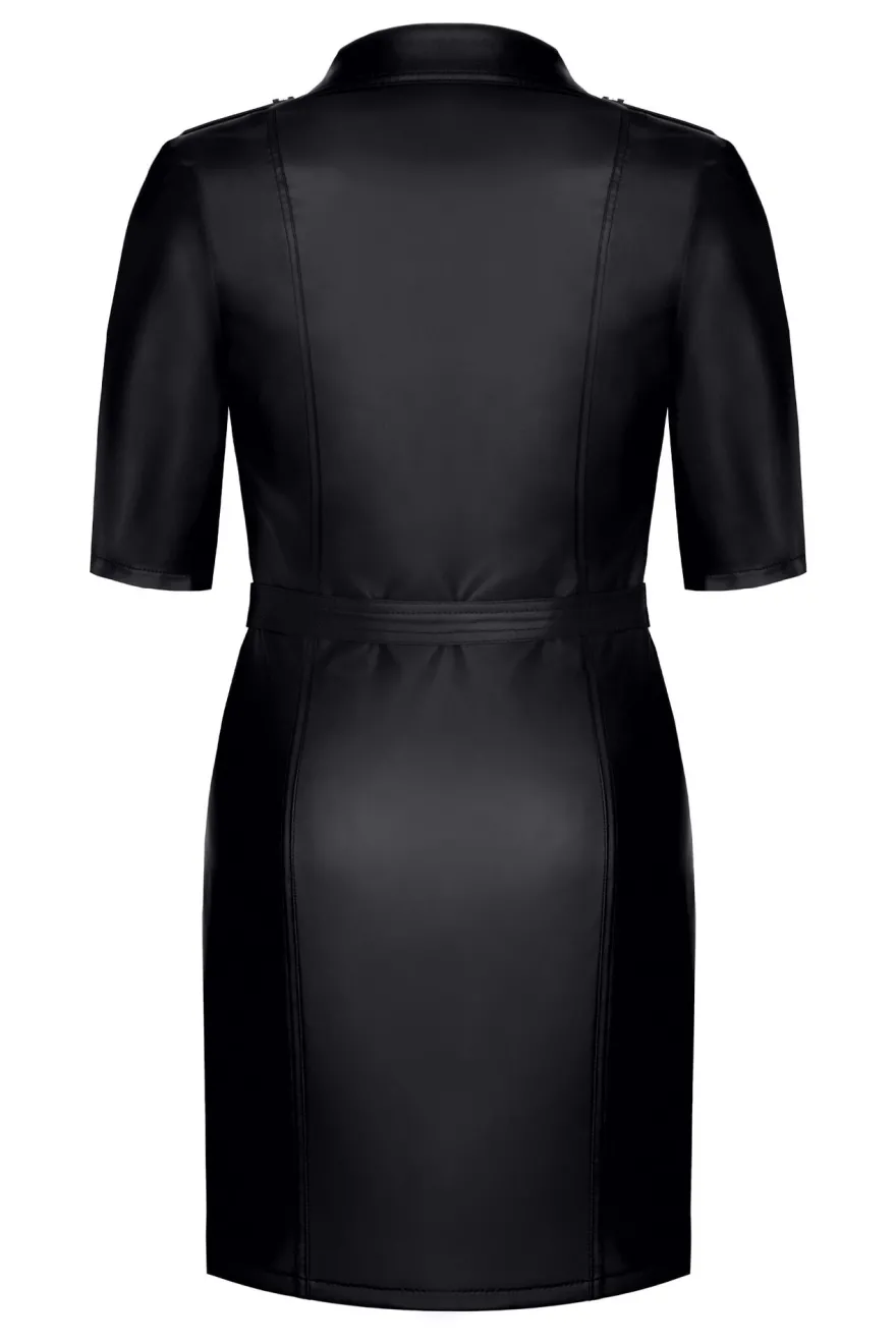 Demoniq - Kleid im Wetlook mit Gürtel