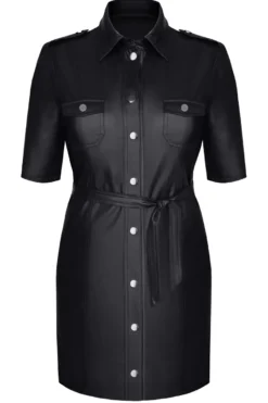 Demoniq - Kleid im Wetlook mit Gürtel