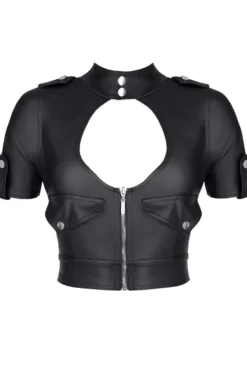 Demoniq - Mattlook Top mit Reißverschluss und Druckknöpfen