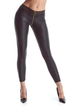 Demoniq - Wetlook Leggings mit goldenen Details