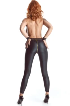 Demoniq - Wetlook Leggings mit goldenen Details