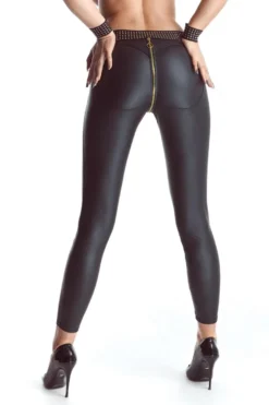 Demoniq - Wetlook Leggings mit goldenen Details
