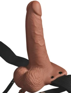 Fetish Fantasy Series - 6" Hollow Rechargeable Strap-on with Balls natural