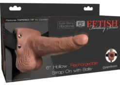 Fetish Fantasy Series - 6" Hollow Rechargeable Strap-on with Balls natural