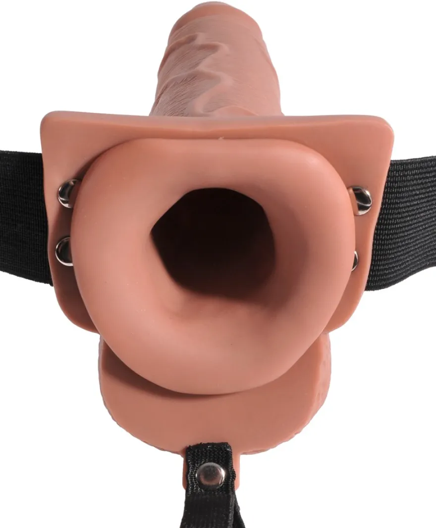 Fetish Fantasy Series - 7,5" Hollow Squirting Strap-on with Balls natural