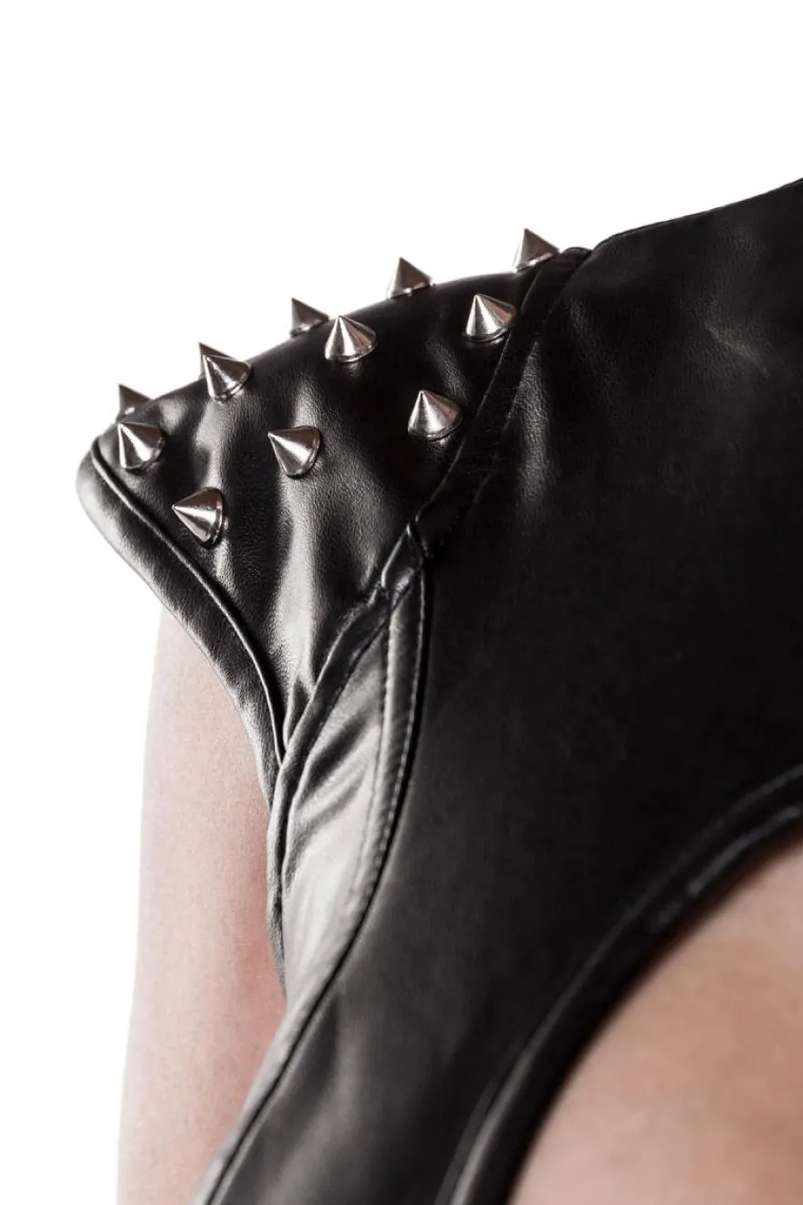 Grey Velvet - Corsagen-Kleid mit Stehkragen und Nieten