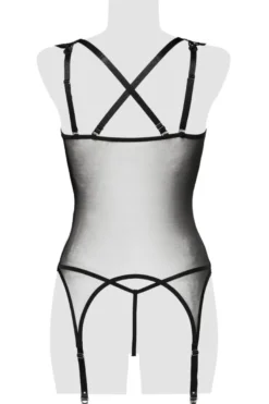 Grey Velvet - erotisches Set aus zarter Spitze mit Häkelspitz schwarz 15263