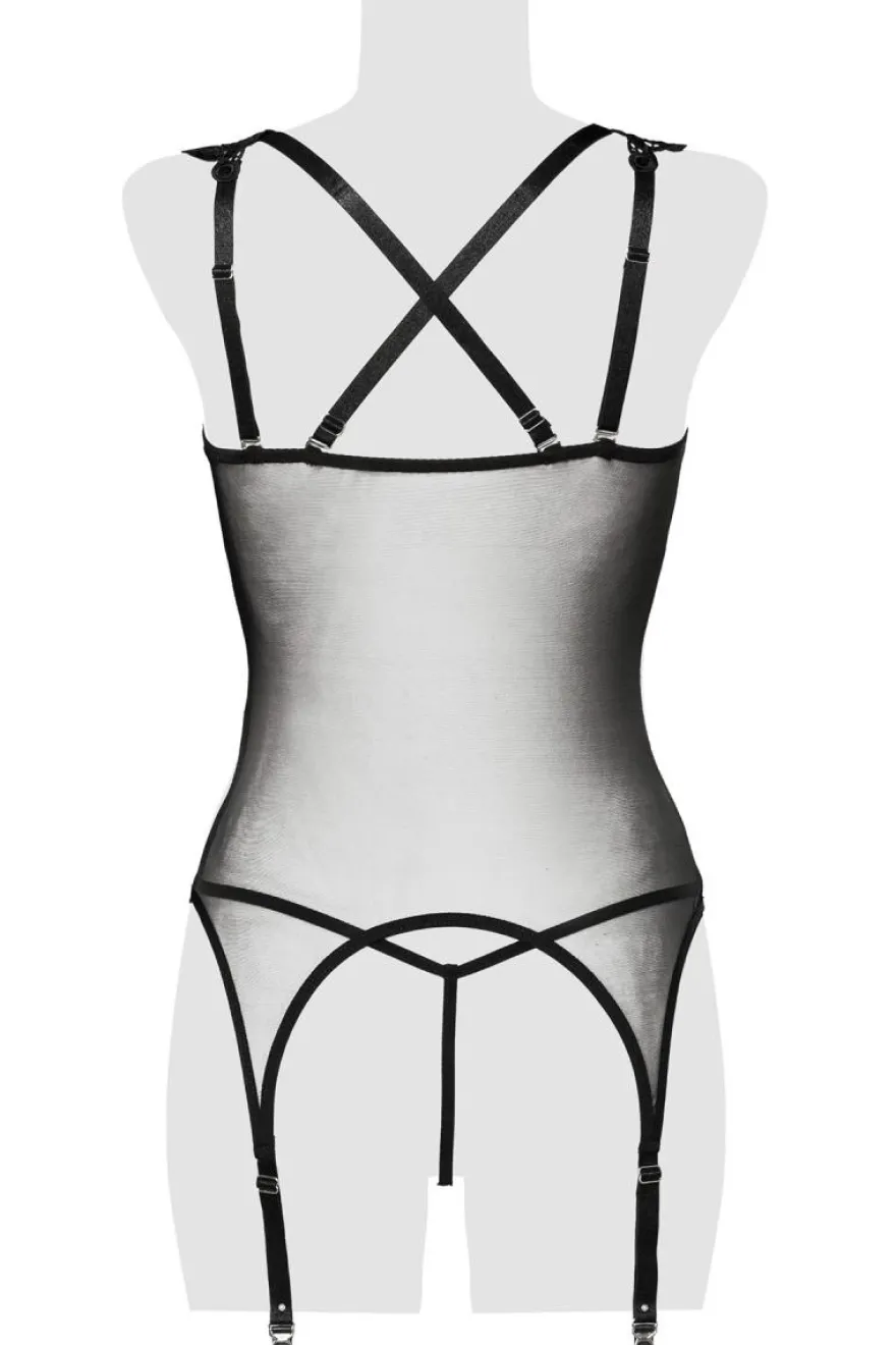 Grey Velvet - erotisches Set aus zarter Spitze mit Häkelspitz schwarz 15263