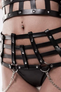 Grey Velvet - Harness Set aus Kunstleder