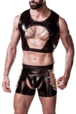Grey Velvet - Herren Clubwear-Set aus Lederimitat