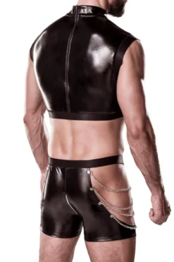 Grey Velvet - Herren Clubwear-Set aus Lederimitat mit Ketten