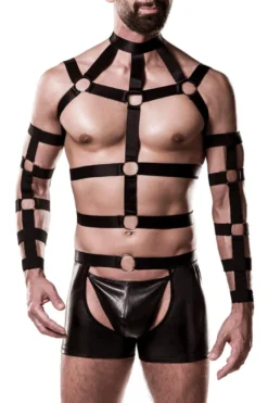 Grey Velvet - Herren Harness Set mit weichen Gummibändern