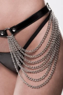 Grey Velvet - Kunstleder Kettenset schwarz