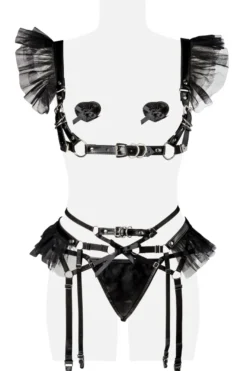 Grey Velvet - 4-teiliges Erotikset 15160 schwarz