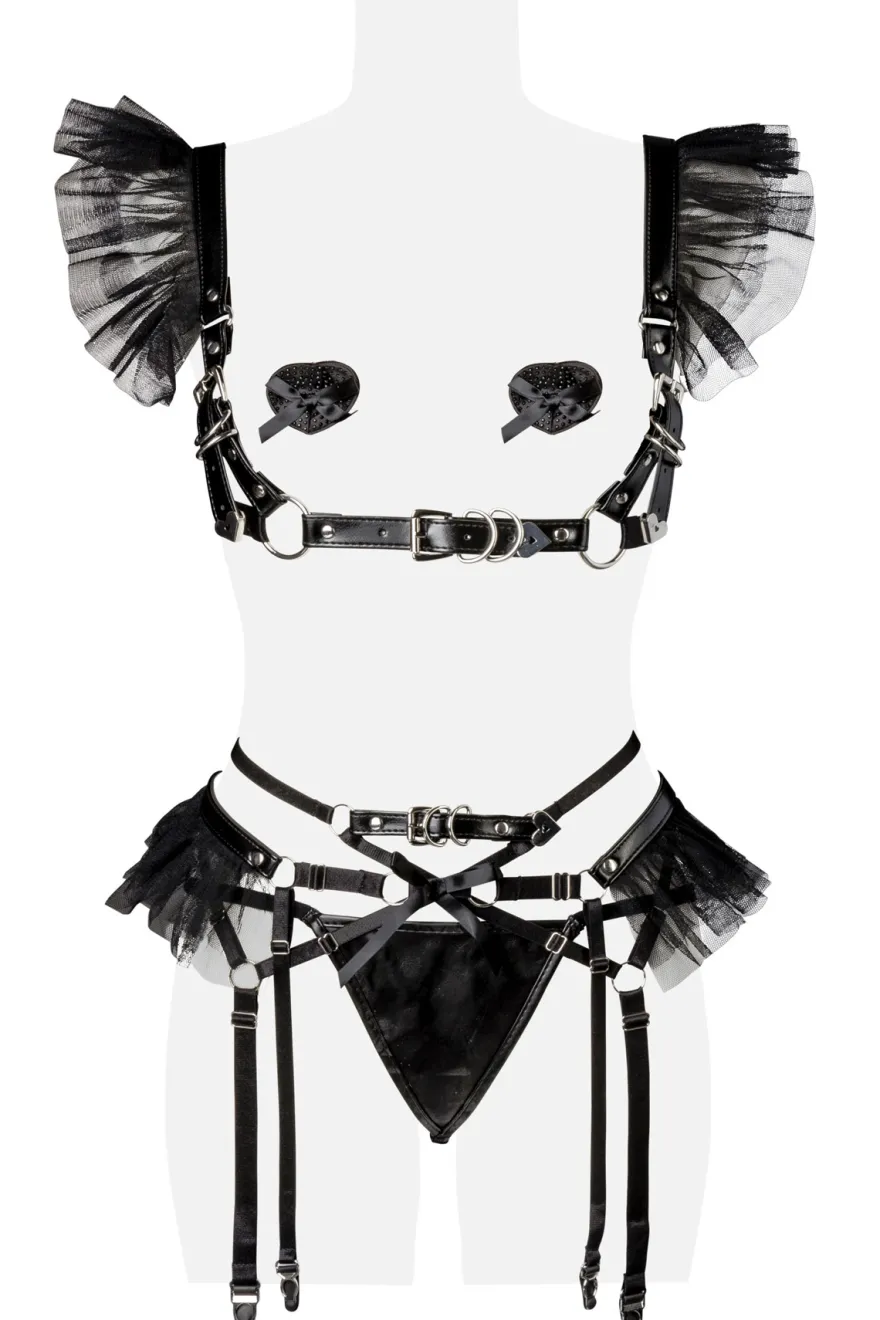 Grey Velvet - 4-teiliges Erotikset 15160 schwarz