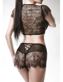 Grey Velvet - 2-teiliges Spitzencami-Set schwarz