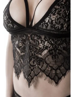 Grey Velvet - Zweiteiliges Bustier Set aus Spitze - schwarz