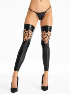 7Heaven - Wetlook Strümpfe mit Cut-Outs