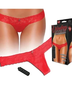 Hustler Lingerie - Roter Spitzenslip mit Vibrobullet