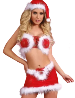 LivCo Corsetti - Christmas Lust Set aus Spitze mit Schnürung rot weiß