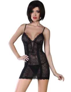 LivCo Corsetti - HANNAH Negligeé und Panty LC 90183 schwarz